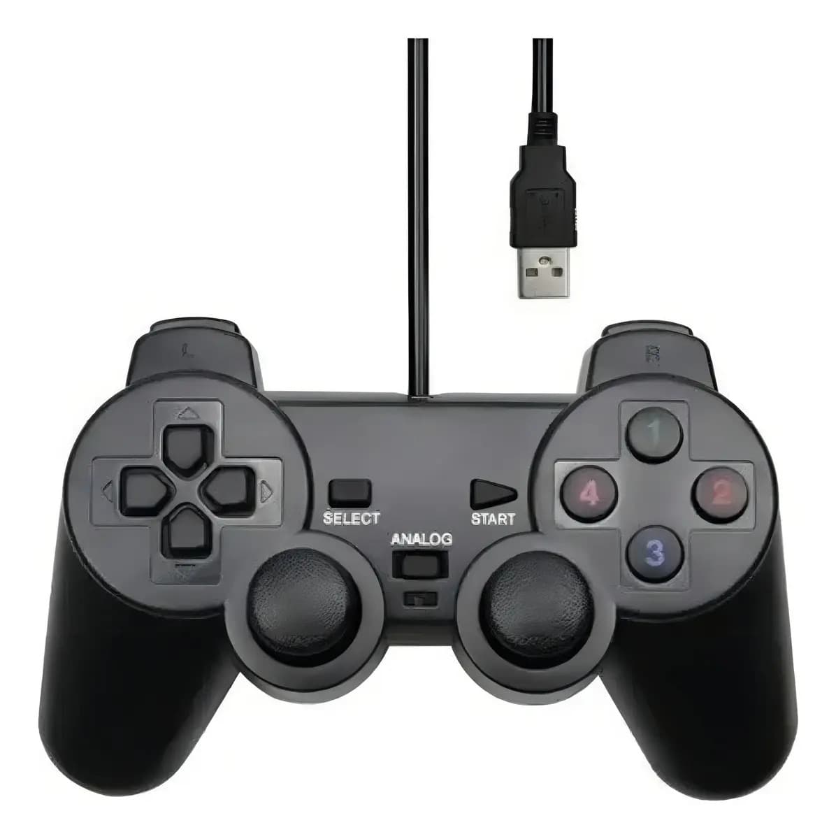 Controle USB Altomex ALTO-2UY Preto com Vibração para PS2 e PC